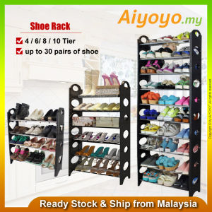 Adjustable Shoe Rack Rak Kasut Shoe Cabinet Shoe Storage Household 4 Tier 6 Tier 8 Tier 10 Tier 10 Tier