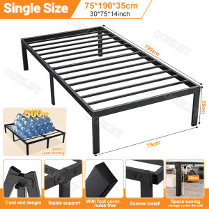 Luxury Iron Bed Frame Metal Bed Frame With Headboard High Load-Bearing Thickened Iron Bed Frame Stainless Steel Bed Single/Double Size