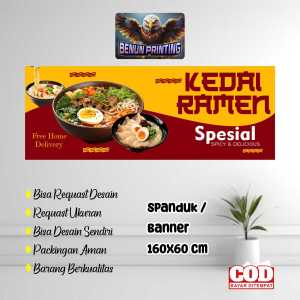 Spanduk Banner Kedai Ramen 160X60 Cm Bisa Request Desain