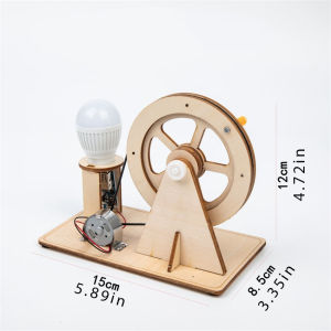 Wood Hand Crank Generator Bulb Kit Science Educational Assemble Toy Experimental Material