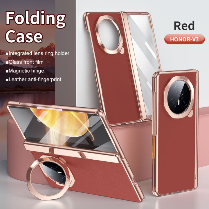 Honor Magic V3 Leather Case,with Hinge Protection & Builtin