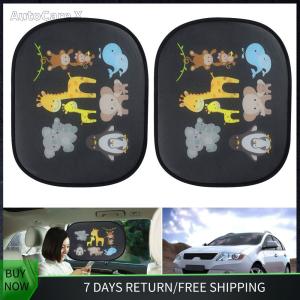 AUTOCARE X 2pcs Cute Animal Pattern Heat Separation for Kids Baby Window Sun Visor UV Block Curtain Rear and Side Window Sunshade Car Sun Shade Cover