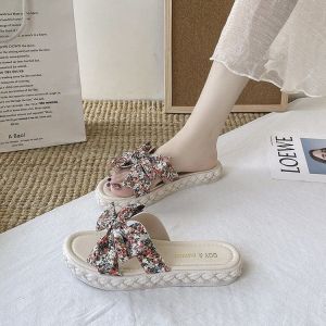 Free Shipping WomenS Summer Outdoor Slippers Trendy 2026 New Style With A Bow And Thick Sole Perfect For The Beach