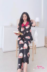 Bộ Pijama Lụa - Đồ ngủ dài cổ sen tiểu thư xinh xắn Bigsize 40-75kg mềm mịn mát lịm mặc cực sang