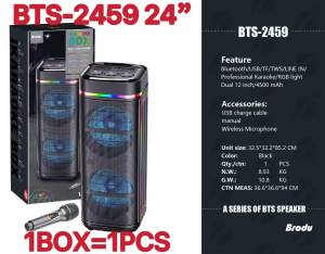 BTS-2459 Dual 12 inch DJ singing speaker party karaoke speaker 4500MAH With rechargeable mic