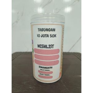 Celengan Target 10jt 10k Celengan Plastik Toples Menabung Model Bening Transparan Ukuran 1000ml