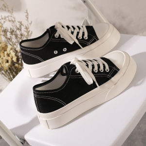 🥰รุ่นใหม่แฟชั่นเรียบง่ายสไตล์insพื้นหนากันลื่นและทนต่อการสึกหรอรองเท้า ผ้าใบ รองเท้าผู้หญิงฤดูใบไม้ผลิ