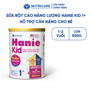 Sữa Bột Nutricare HANIE KID 1+ Trẻ Suy Dinh Dưỡng Biếng Ăn Thấp Còi Sữa Non 24h Cao Năng Lượng Từ 1-2 Tuổi (Lon 850G)