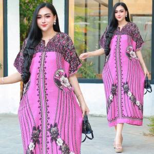 daster wanita lengan pendek - kimono motif sahrini resleting depan busui modern motif salur