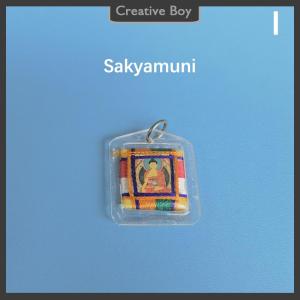 [Creative] Tibetan Tangka Green Tara Buddhism Keychains Small Pendants Pocket Fengshui Key Chain Decoration