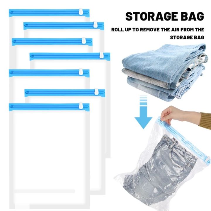 Hand Rolling Clothes Compression Storage Bags Clothing Plastic Vacuum  Packing Sacks Space Saver Bags for Luggage Travel Wardrobe Organisers  Lazada