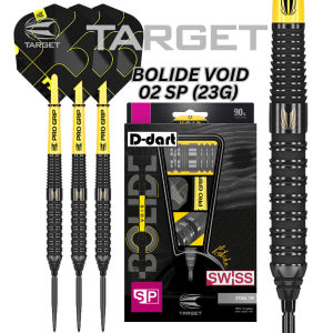 TARGET STEEL TIP DARTS - 22G/23G BOLIDE VOID 02 (SWISS) SP 90% TUNGSTEN DART SET ORIGINAL STEEL DART
