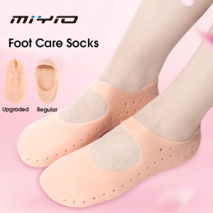 MIYIO 1Pair Silicone Gel Socks Moisturizing Foot Care Heel Cracked Protector Pain Relief