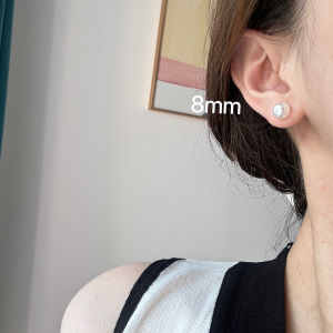 Viviann Original sterling silver Large Pearl Earrings Australian White Pearl S925 Sterling Silver Earrings 925 Sterling Silver 8mm/10mm/12mm/14mm Pearl Button Ball Stud Earrings For Women As Best Gifts Jewerly