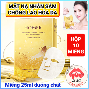 [CHỐNG LÃO HÓA DA] Hộp 10 Miếng Mặt Nạ Nhân Sâm Vàng HOMER Chống Lão Hóa Da Dưỡng Ẩm Dưỡng Sáng Da – Chiết Xuất Từ Củ Nhân Sâm Vàng Dịch Ốc Sên Nha Đam
