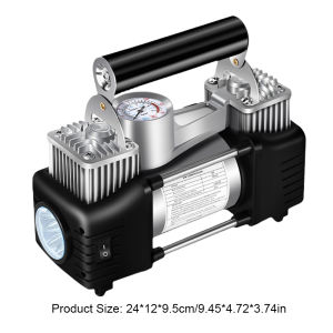 12V Car Tire Inflator Heavy Duty Dual Cylinder Tire Inflator 150PSI Electric Car Tyre Inflator Automotive Inflation Pump