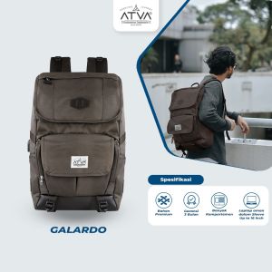 Tas Ransel Smart Backpack USB Port muat Laptop 16 Inch tas Gendong untuk Kuliah dan Kerja Stylish dan Fungsional ATVA Galardo Series Brown