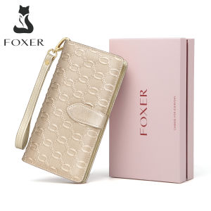 FOXER Women Leather Wallet Trifold Wallet Long Clutch Wallet Card Holder
