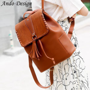 Ando Design New Fashion Backpack For Women Hight Quality Pu Leather Casual Shoulder Bag Waterproof Anti-Theft Lightweight Travel School Bag