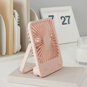 JISULIFE Desk Fan Battery Rechargable Fan，4500mAh 180°Foldable Portable Personal Fan 4 Speeds Adjustable Long Battery-life for Home Office Travel Outdoor Gifts for Women Men-White