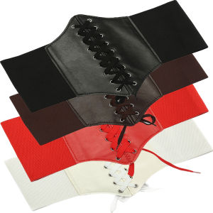 Wechery Accessories Belt Waist Girdle Slimming Belt Tummy Cinchers Fashion PU Leather and Elastic Corset Belts Red