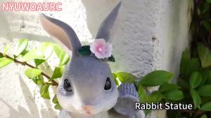 Outdoor Garden Statues Rabbit with Solar LightBunny Garden Decor Ornaments with Wider Base for Patio YardResin Animal Figurine with LEDRabbit-Lover Gifts for Birthday Easter House Warming