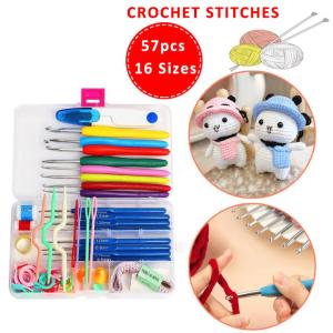 57PCS  16 Sizes Crochet Hooks Knitting Craft Case Crochet Set for Beginner Knitting Tool Set