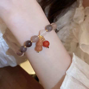 J&C Natural Jade Colorful Agate Gourd Jade Gourd Lucky Bracelet Jewelry HB1137