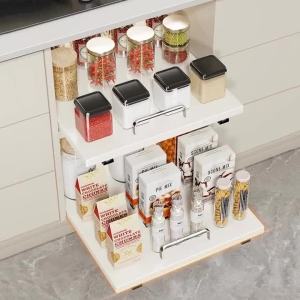 xpkQ Removable Kitchen Drawer Metal Kitchens Drawers Organizers Spice Sliding Kitchen Organizer Cutlery Pull Out Cabinet Organizer T6H1N