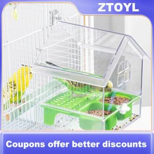 【ZTOYL】 Hanging Parrot Feeder Prevent Scattering Bird Feeding Bowl Multifunction Bird Bath Parakeets Bathtub Bird Cage Accessories