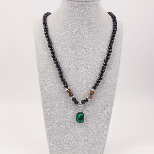 Hmeme สร้อยคอลูกปัดสีดำพร้อมจี้สี่เหลี่ยมสำหรับผู้ชายเครื่องประดับอินเทรนด์เครื่องประดับตกแต่งของขวัญสำหรับผู้ชาย