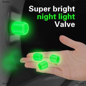 [COD] Abulaia จุกลมยางเรืองแสง4ชิ้นสำหรับอุปกรณ์แต่งทรงดุมล้อรถจักรยานยนต์อุปกรณ์แต่งทรงผมก้านวาล์วในที่มืดอุปกรณ์เสริมฝาครอบกันฝุ่น