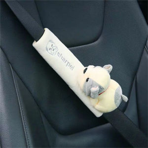 SHIHENG Car Accessories Puppy Animal Cute Auto Seat Belts Covers Pink Cat Car Seat Cover Plush Shoulder
