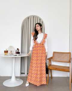 Dress phine-84 flow bahan shakila motif premium kombinasi brukat malika realpic LD104 PJG 130
