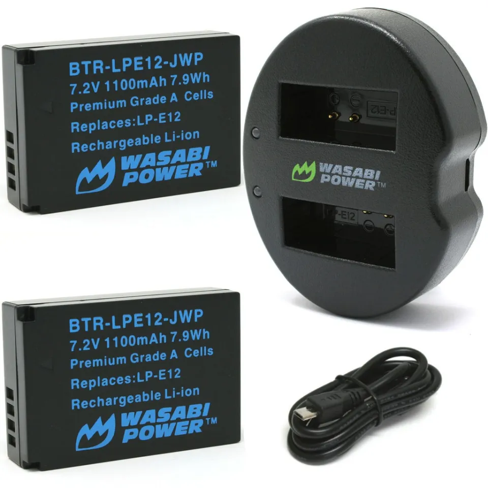 Wasabi Power (2-Pack) Canon LP-E12 LPE12 Battery and Dual Charger