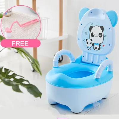 Oldlaiben Kid Toilet Baby Potty Trainning Seat with Backrest Panda Cartoon Todders Portable Plastic Potty Toilet Bowl for Child Tandas Kanak Kanak