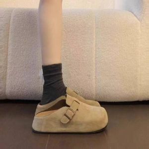 Free Shipping Thick-Soled Height-Increasing WomenS Autumn New Style Slip-On Closed-Toe Half-Slipper Outdoor Shoes For Petite Women