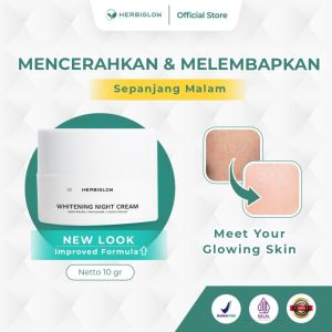 [BPOM] HERBIGLOW Whiteglow Night Cream 10 gr Krim Malam Sleeping Mask Moisturizer Cream | WITH 4X BRIGHTENING AGENTS