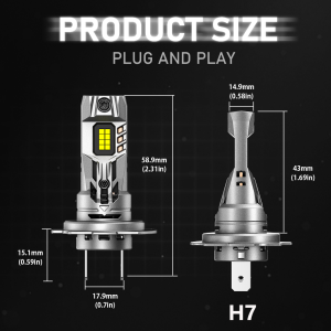 Novsight Mini N63 LED Headlight Bulb 9005(HB3) 9006(HB4) H1 H3 H4 H7 H11 LED Lights for Car High/Low Beam Fog Light 90W 20000LM 6500K Super Bright Plug&Play 2Pcs