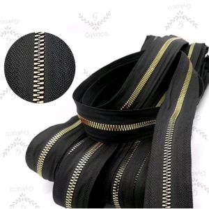 Daun Resleting BESI (2 Arah - GIGI BESAR) No. 5B (01 hitam) EMAS MUDA - Aksesoris Tas (IMPORT)