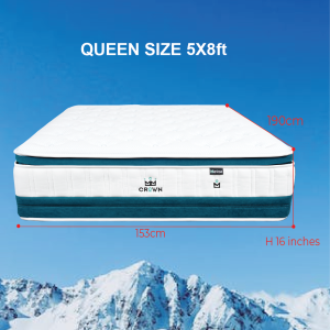 I HOME Lienca Crown HYBRiD Cool 16 Inches Pocket Spring HD Foam Foam Box with Cooling Yarn Fabric Mattress
