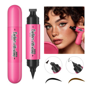 2 IN 1 Rotatable Winged Eyeliner Stamp Waterproof Quick Dry No Smudge Long Lasting Liquid Eyeliner Pen for Beginners Lazy Makeup