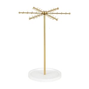 Easy Assembly Gold Metal Organizers 48 Hooks Rotating Display Stand For Necklaces Earrings Home Decoration Accessories