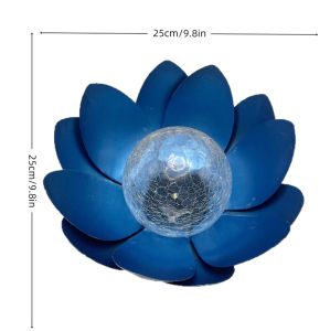 Premium Solar Lotus Flower Light Crackled Glass Waterproof Outdoor Garden Decor Warm Ambient Lighting Energy Saving Metal Landscape Lamp Patio Yard Lawn Ornament