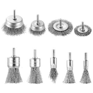 Professional 9PCS Drill Wire Wheel Set Durability Carbon Steel Wheel Brushes For Rust Removal Stripping Grinding