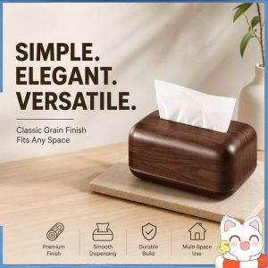 Wood Grain Tissue Box Holder Plastic Napkin Dispenser Classic Texture Large Capacity Storage Organizer For Home Bathroom Office Kitchen