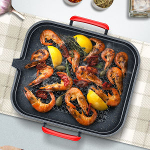 25*30cm Korean Grill Stove Top Pan Barbecue BBQ Kitchen Non-Stick Cooking Grill Pan Frying Pan for gas stove