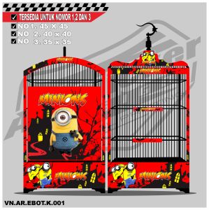 Stiker Decal Kandang Ebod Kotak / Dekal Sangkar Burung Kotak Model Ebod BnR Kosan MINIONS 011