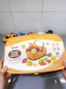 Bộ đồ chơi giỏ dã ngoại cắt trái cây rau củ 30 món cho bé đồ chơi nhà bếp giáo dục sớm