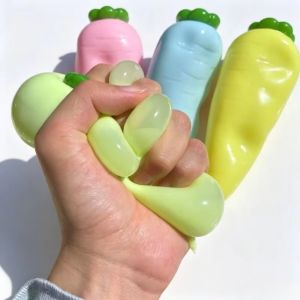 GONOVO squishy toy Stretchable Carrot Squishy Toy Moldable Shapeable Fidget Sensory Ball Creative Soft TPR Coconut Oil Squeeze Kids Adults